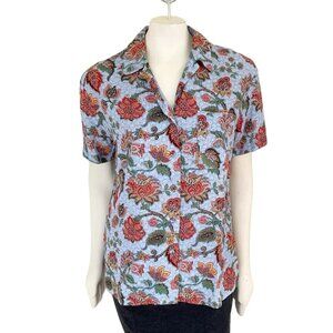 VTG 90s JH COLLECTIBLES Floral Paisley Button Front Short Sleeve Shirt  SZ 6